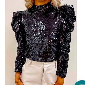 Sequin long sleeve blouse